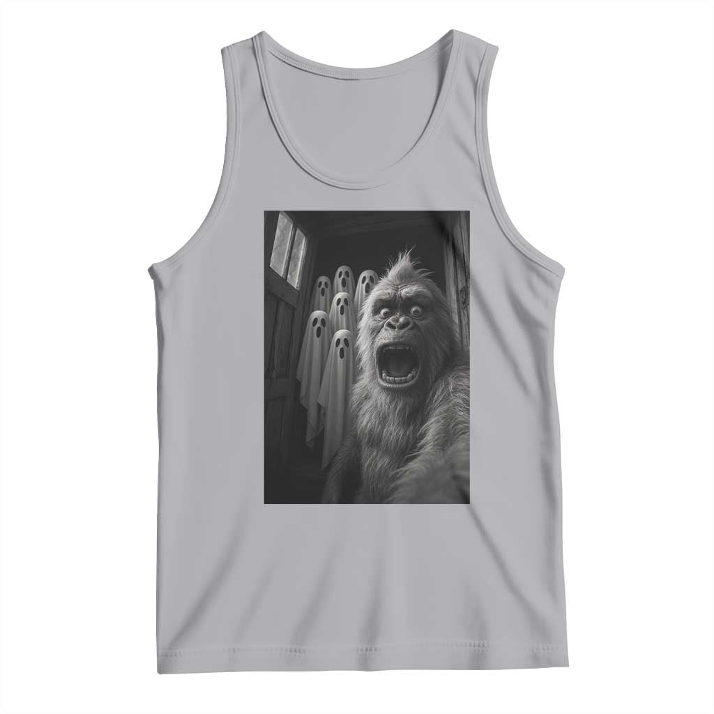 Funyy Bigfoot Selfie Halloween Tank Top Sasquatch Ghost Haunted House - Wonder Print Shop