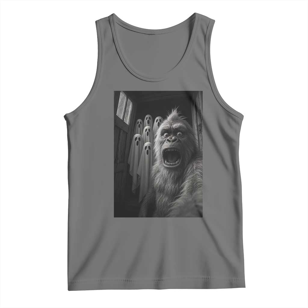 Funyy Bigfoot Selfie Halloween Tank Top Sasquatch Ghost Haunted House - Wonder Print Shop