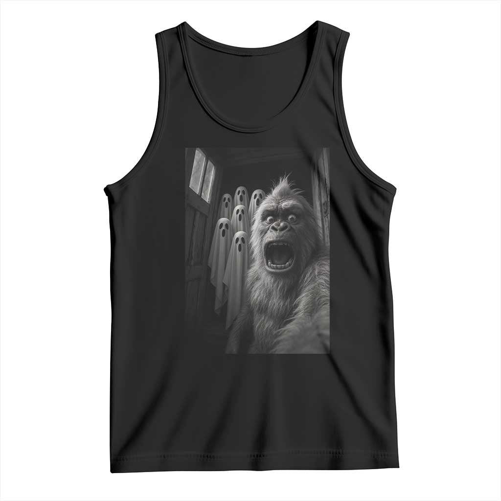 Funyy Bigfoot Selfie Halloween Tank Top Sasquatch Ghost Haunted House - Wonder Print Shop