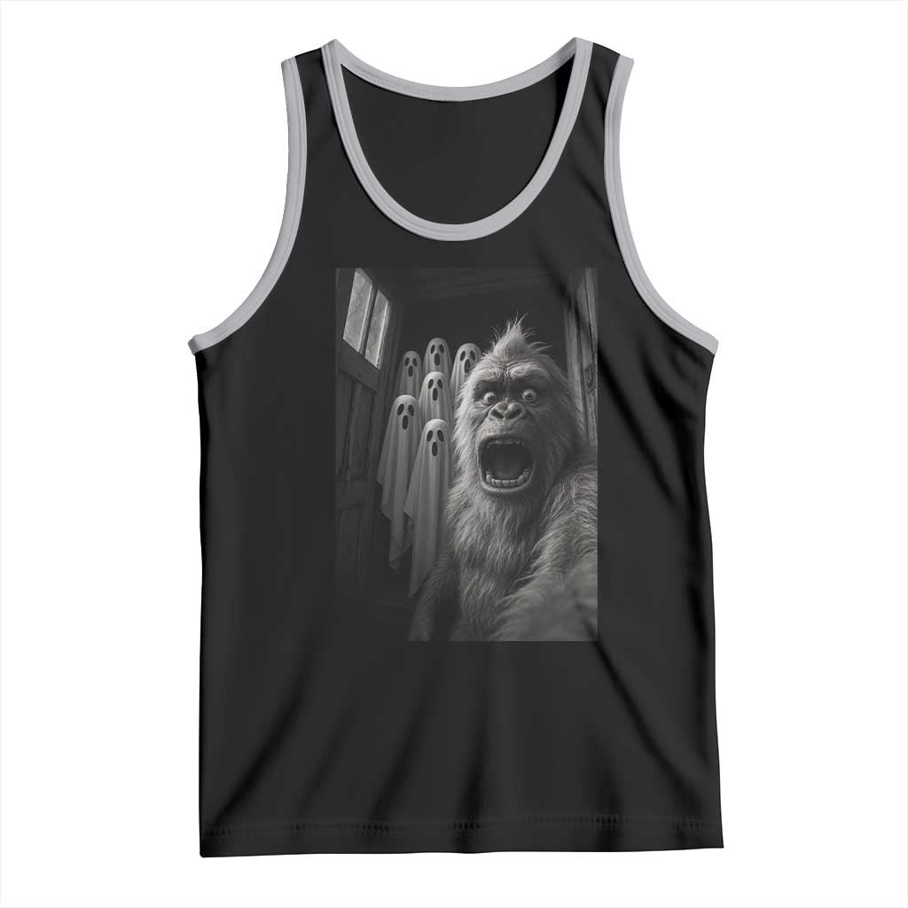 Funyy Bigfoot Selfie Halloween Tank Top Sasquatch Ghost Haunted House - Wonder Print Shop