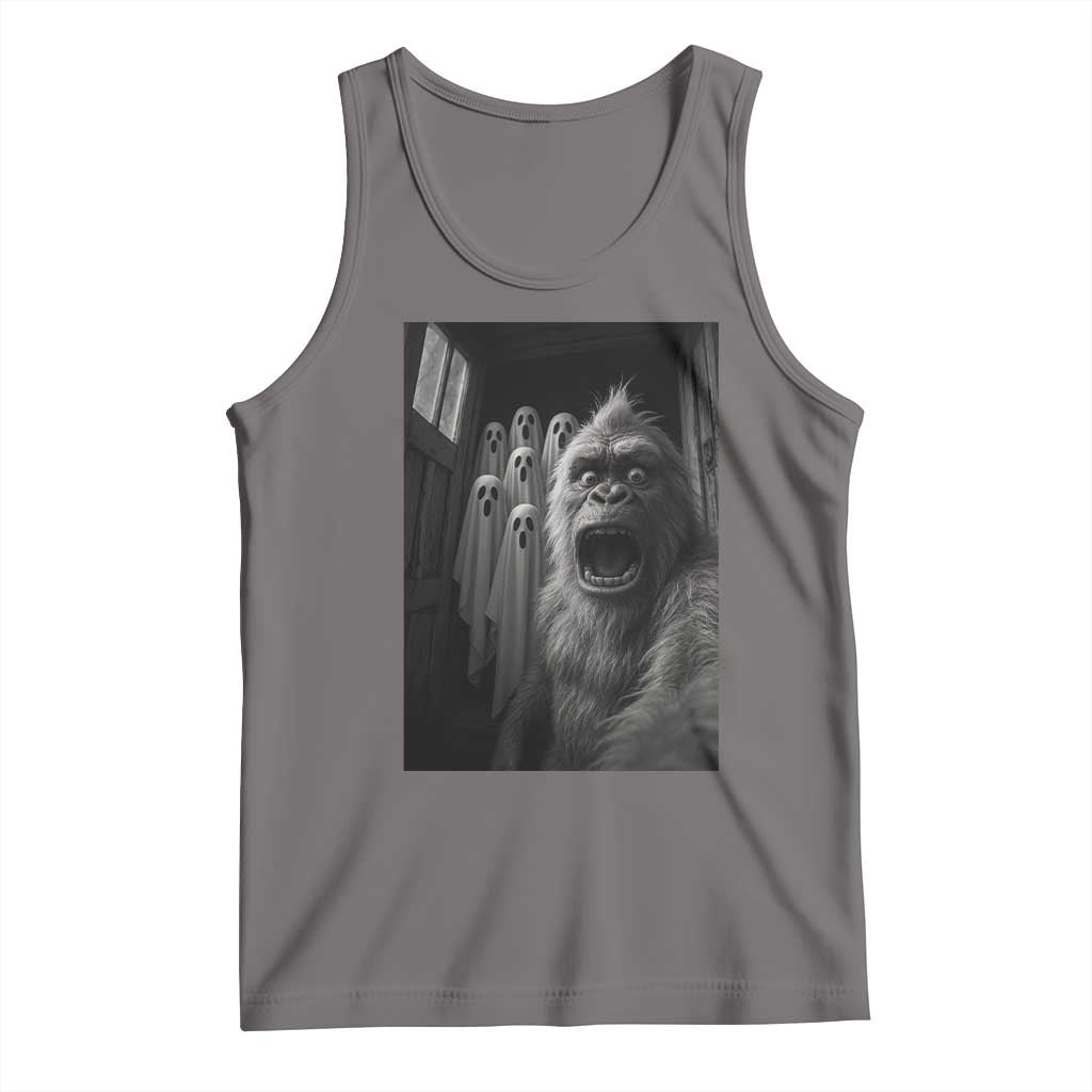 Funyy Bigfoot Selfie Halloween Tank Top Sasquatch Ghost Haunted House - Wonder Print Shop