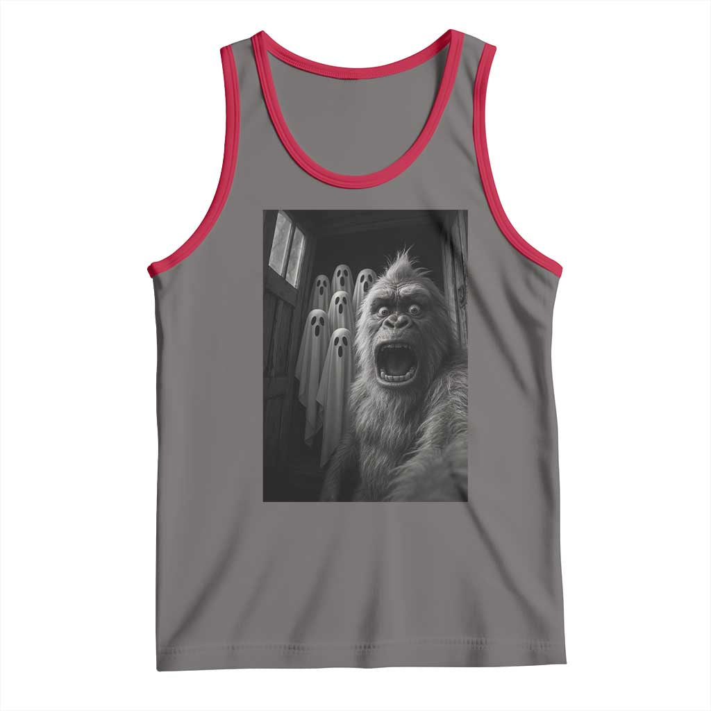 Funyy Bigfoot Selfie Halloween Tank Top Sasquatch Ghost Haunted House - Wonder Print Shop