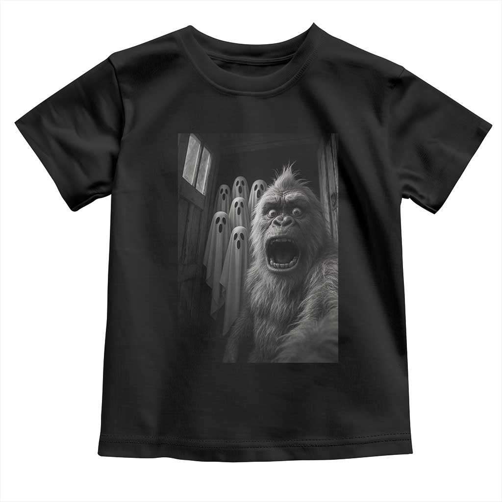 Funny Bigfoot Selfie Halloween Toddler T Shirt Sasquatch Ghost Haunted House - Wonder Print Shop