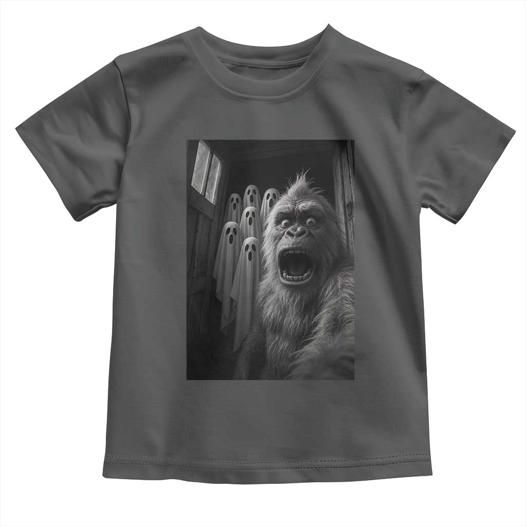 Funny Bigfoot Selfie Halloween Toddler T Shirt Sasquatch Ghost Haunted House - Wonder Print Shop