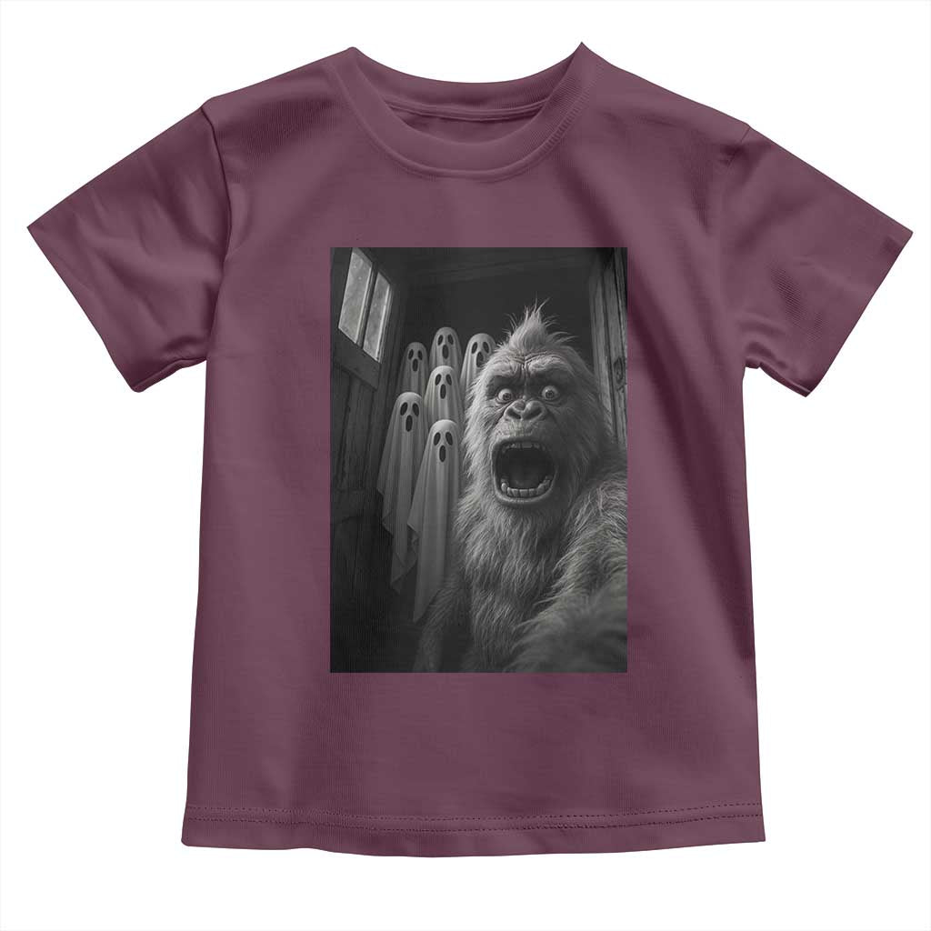 Funny Bigfoot Selfie Halloween Toddler T Shirt Sasquatch Ghost Haunted House - Wonder Print Shop