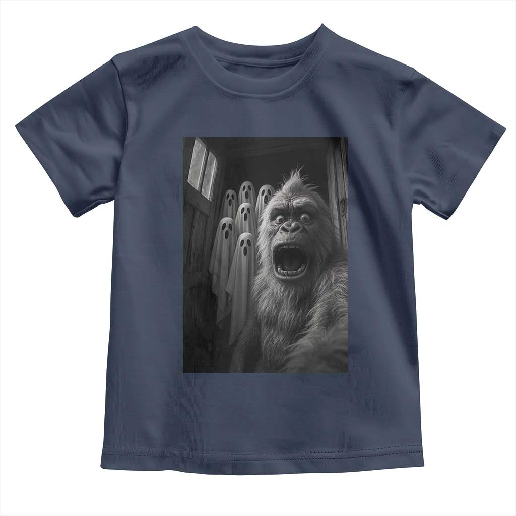 Funny Bigfoot Selfie Halloween Toddler T Shirt Sasquatch Ghost Haunted House - Wonder Print Shop