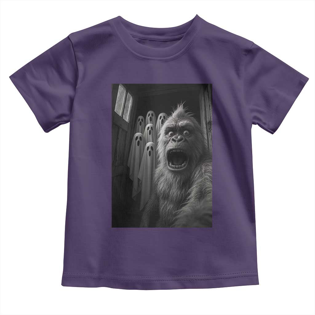 Funny Bigfoot Selfie Halloween Toddler T Shirt Sasquatch Ghost Haunted House - Wonder Print Shop