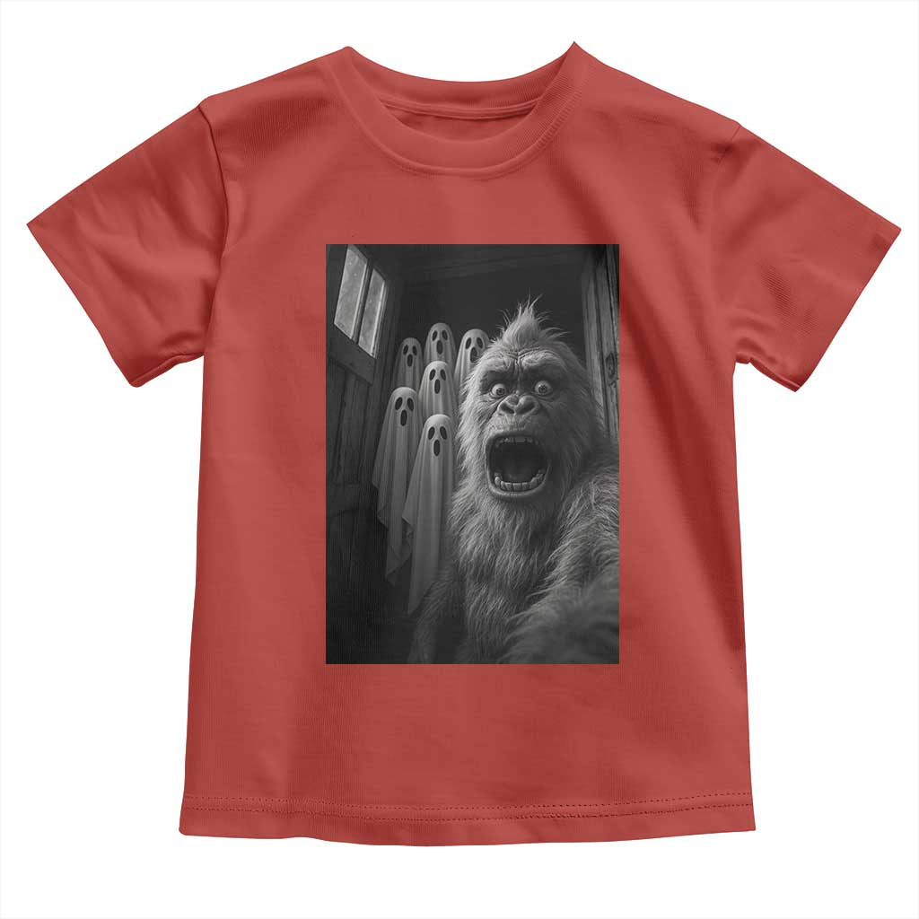 Funny Bigfoot Selfie Halloween Toddler T Shirt Sasquatch Ghost Haunted House - Wonder Print Shop