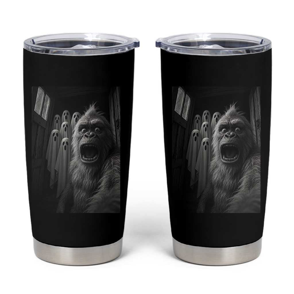 Funny Bigfoot Selfie Halloween Tumbler Cup Sasquatch Ghost Haunted House - Wonder Print Shop
