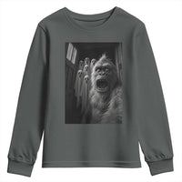 Funny Bigfoot Selfie Halloween Youth Sweatshirt Sasquatch Ghost Haunted House - Wonder Print Shop