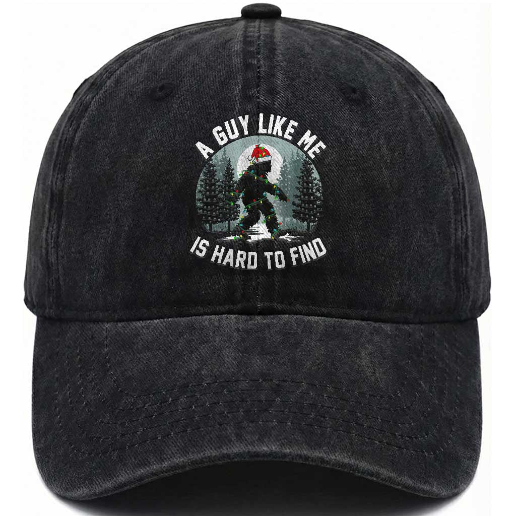 Funny Bigfoot Christmas Washed Cotton Baseball Cap A Guy Like Me Is Hard To Find