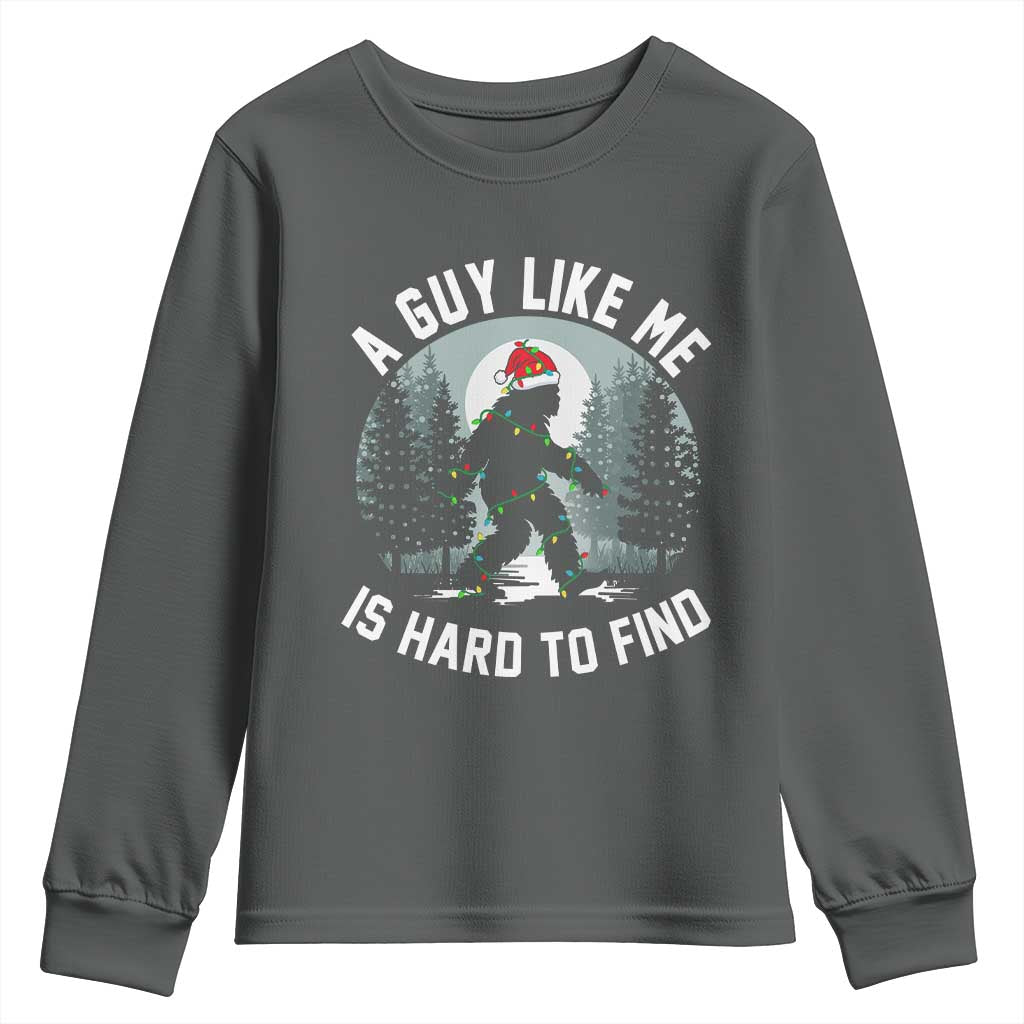 Funny Bigfoot Christmas Youth Sweatshirt A Guy Like Me Is Hard To Find - Wonder Print Shop
