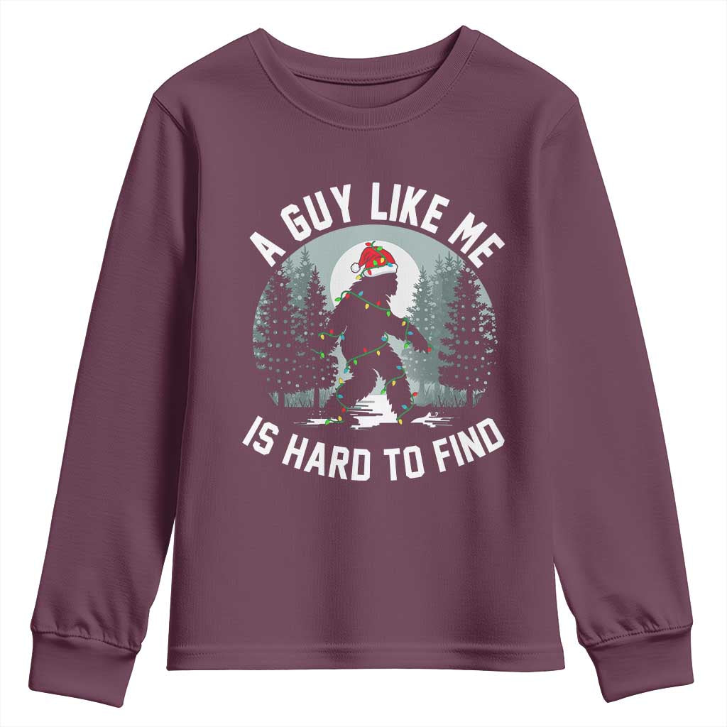 Funny Bigfoot Christmas Youth Sweatshirt A Guy Like Me Is Hard To Find - Wonder Print Shop