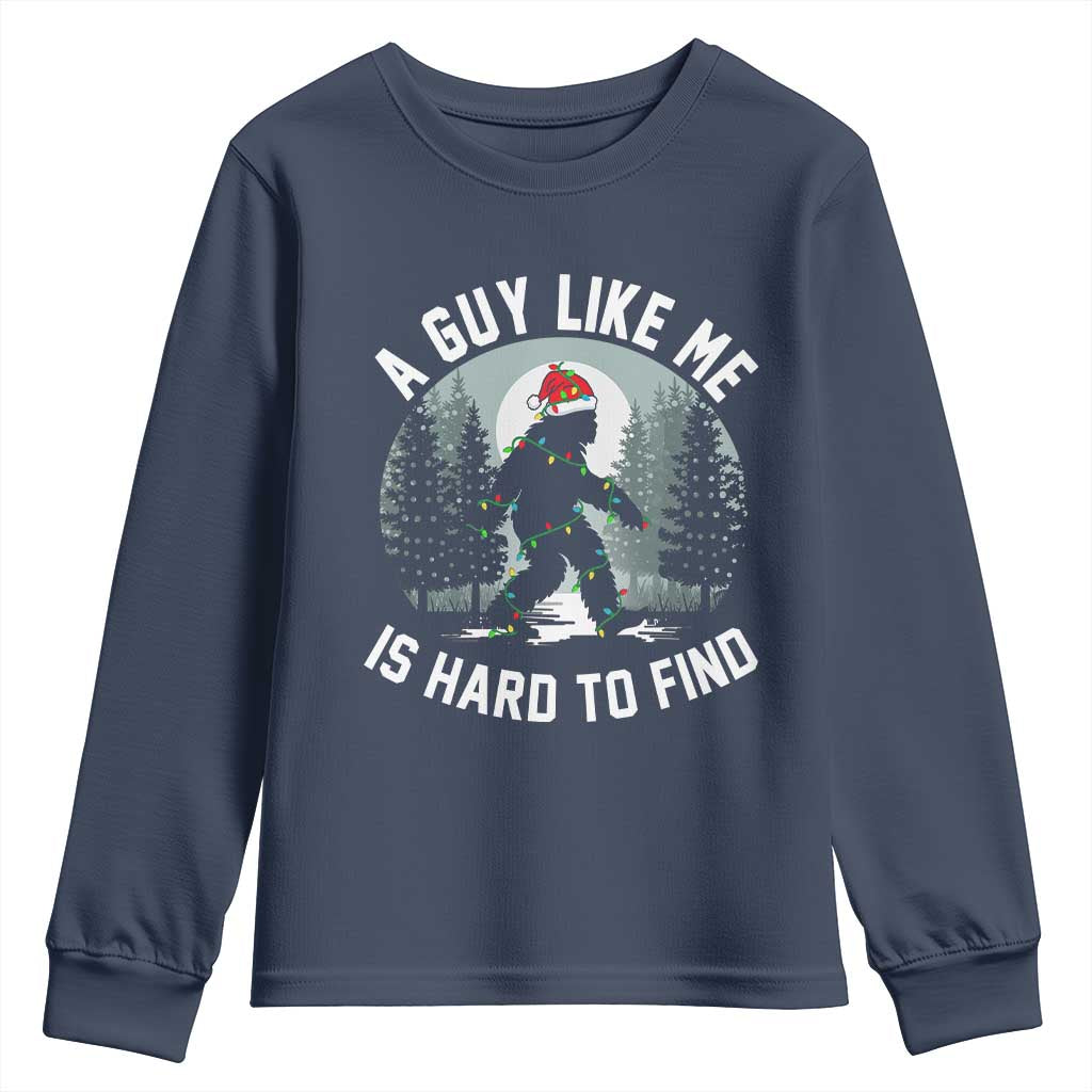 Funny Bigfoot Christmas Youth Sweatshirt A Guy Like Me Is Hard To Find - Wonder Print Shop