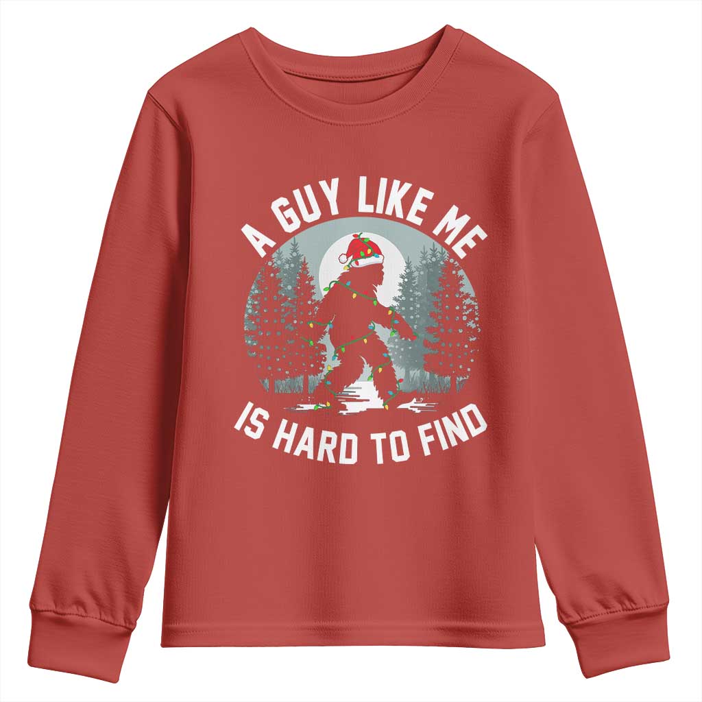 Funny Bigfoot Christmas Youth Sweatshirt A Guy Like Me Is Hard To Find - Wonder Print Shop
