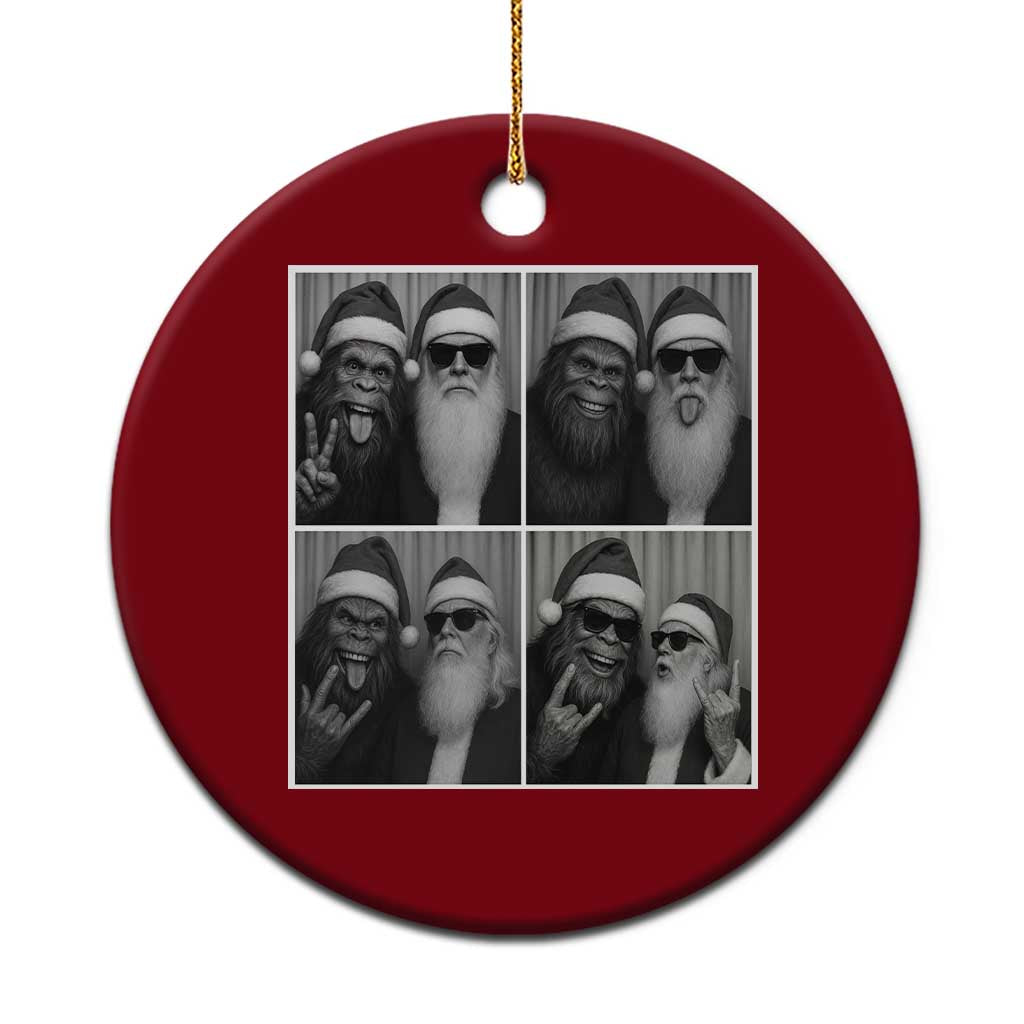 Funny Bigfoot Photobooth Xmas Ceramic Ornament Sasquatch Santa Claus Xmas - Wonder Print Shop