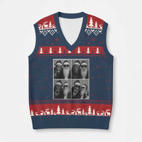Funny Bigfoot Photobooth Xmas V-Neck Knit Sweater Vest Sasquatch Santa Claus Xmas - Wonder Print Shop