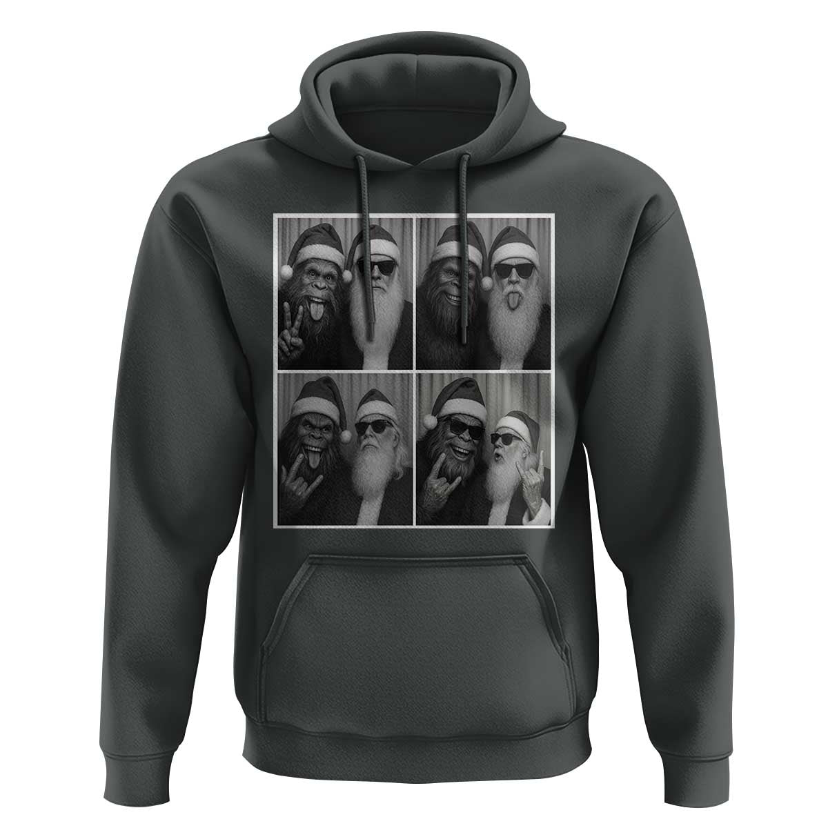 Funny Bigfoot Photobooth Christmas Hoodie Sasquatch Santa Claus Xmas - Wonder Print Shop