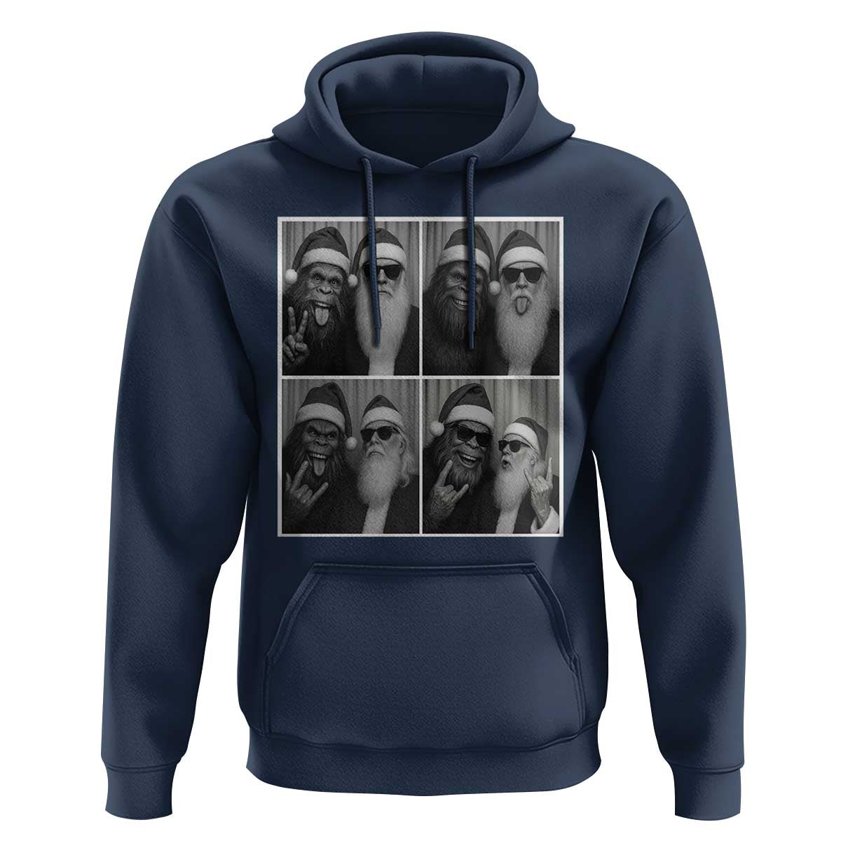 Funny Bigfoot Photobooth Christmas Hoodie Sasquatch Santa Claus Xmas - Wonder Print Shop