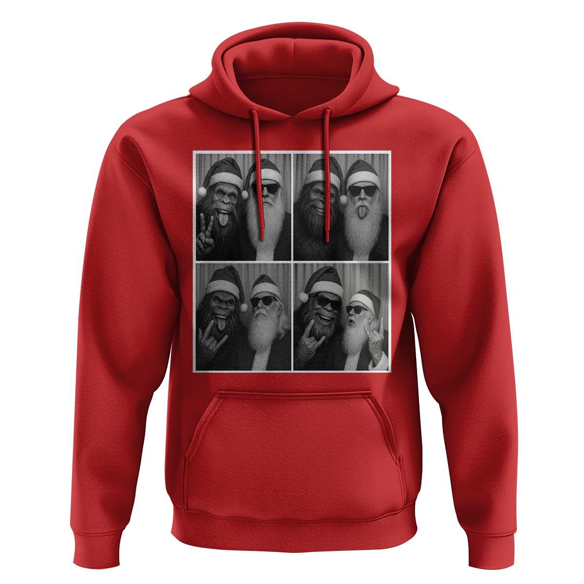 Funny Bigfoot Photobooth Christmas Hoodie Sasquatch Santa Claus Xmas - Wonder Print Shop