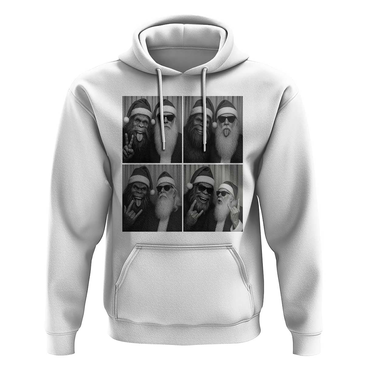 Funny Bigfoot Photobooth Christmas Hoodie Sasquatch Santa Claus Xmas - Wonder Print Shop