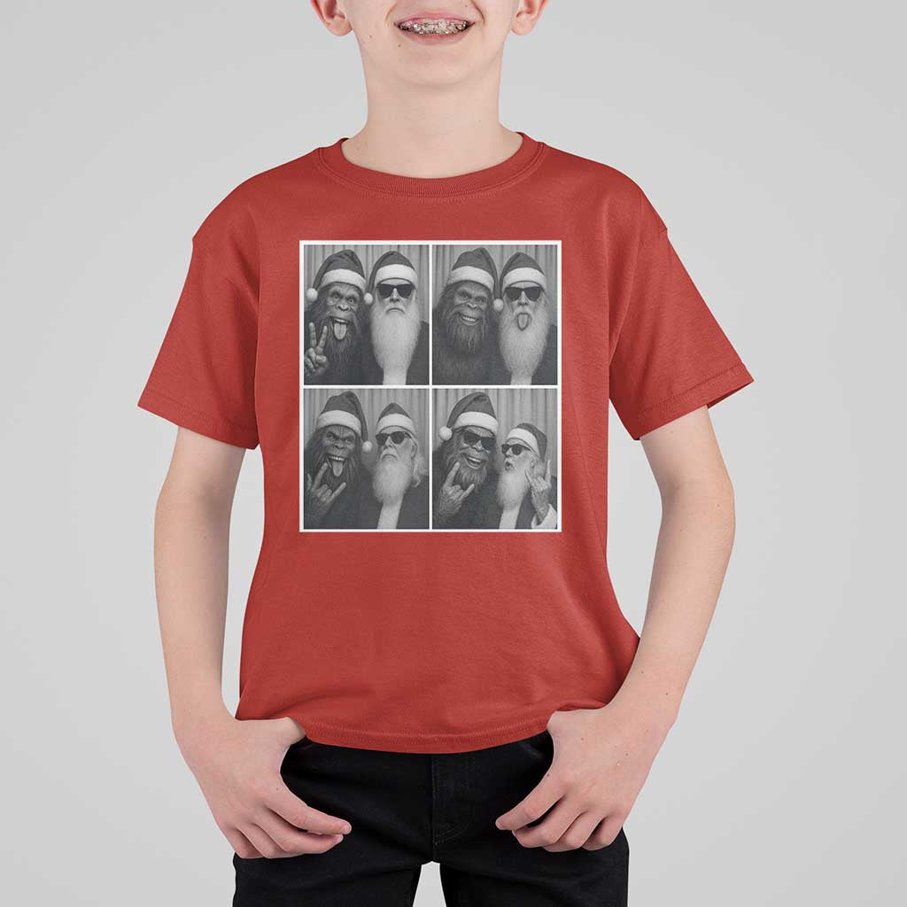 Funny Bigfoot Photobooth Christmas T Shirt For Kid Sasquatch Santa Claus Xmas - Wonder Print Shop