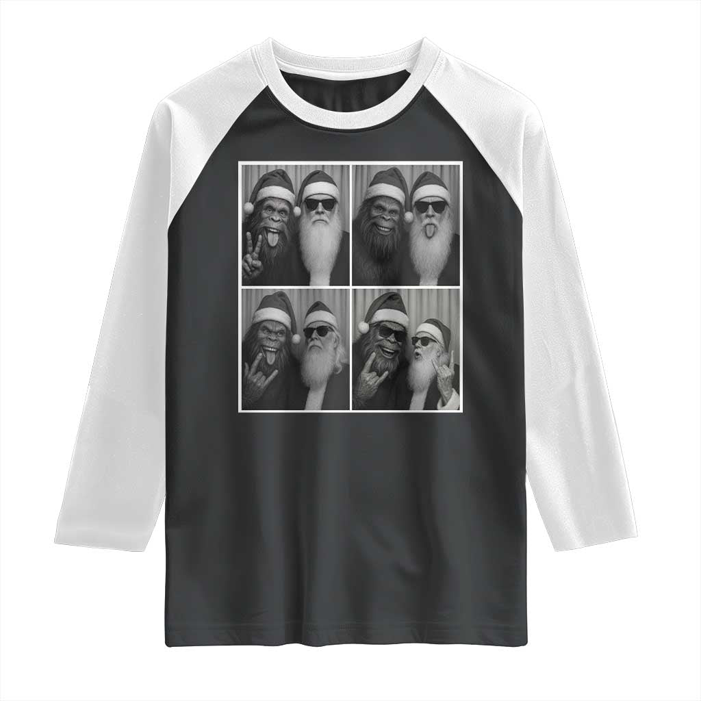Funny Bigfoot Photobooth Christmas Raglan Shirt Sasquatch Santa Claus Xmas - Wonder Print Shop