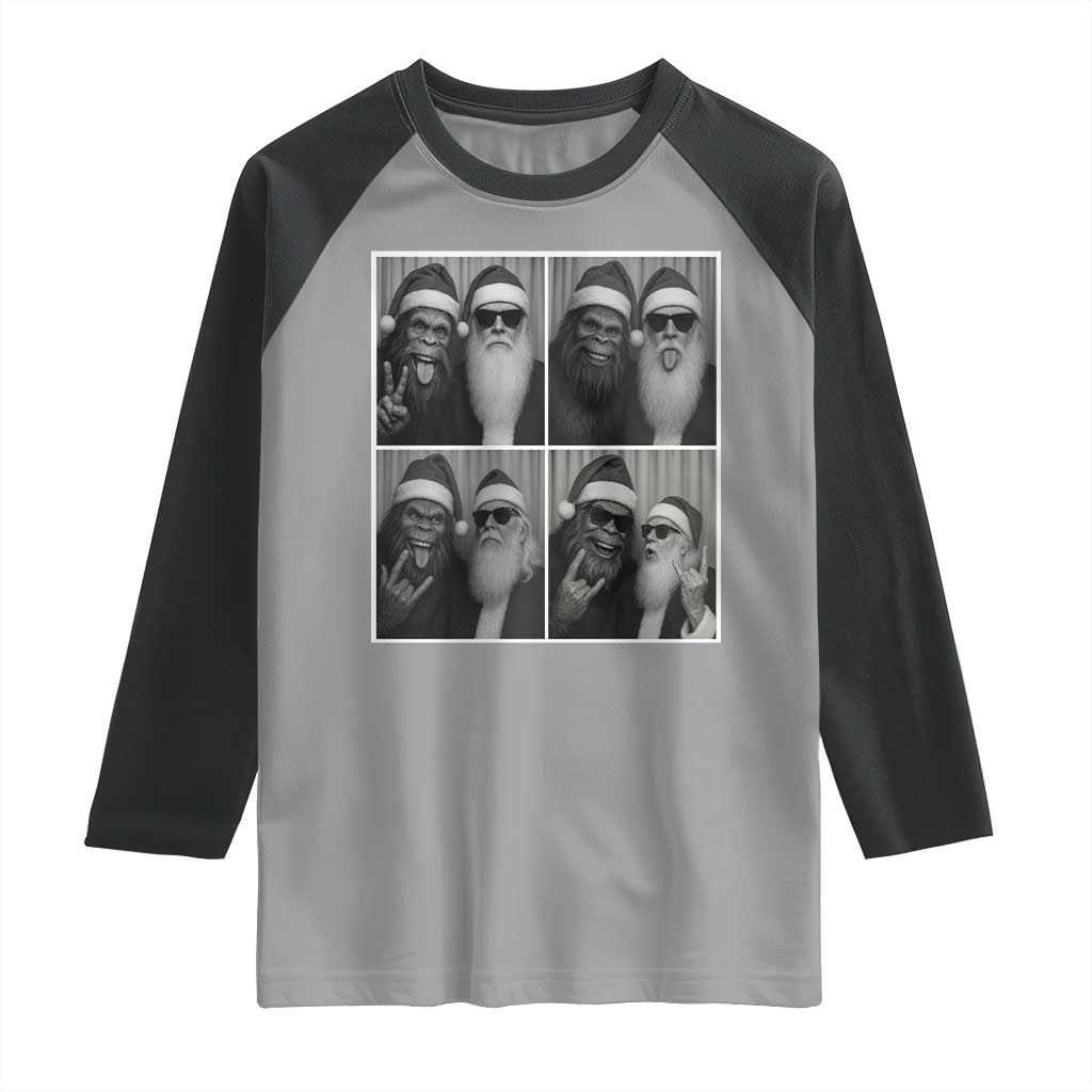 Funny Bigfoot Photobooth Christmas Raglan Shirt Sasquatch Santa Claus Xmas - Wonder Print Shop