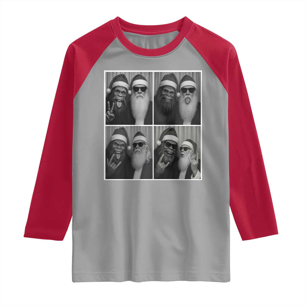 Funny Bigfoot Photobooth Christmas Raglan Shirt Sasquatch Santa Claus Xmas - Wonder Print Shop