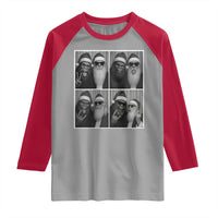 Funny Bigfoot Photobooth Christmas Raglan Shirt Sasquatch Santa Claus Xmas - Wonder Print Shop