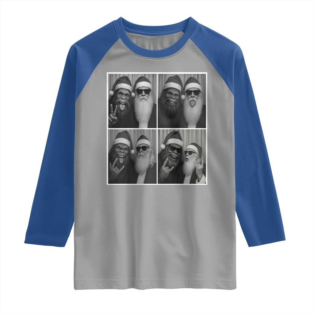 Funny Bigfoot Photobooth Christmas Raglan Shirt Sasquatch Santa Claus Xmas - Wonder Print Shop