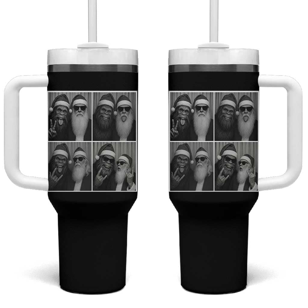 Funny Bigfoot Photobooth Christmas Tumbler With Handle Sasquatch Santa Claus Xmas - Wonder Print Shop