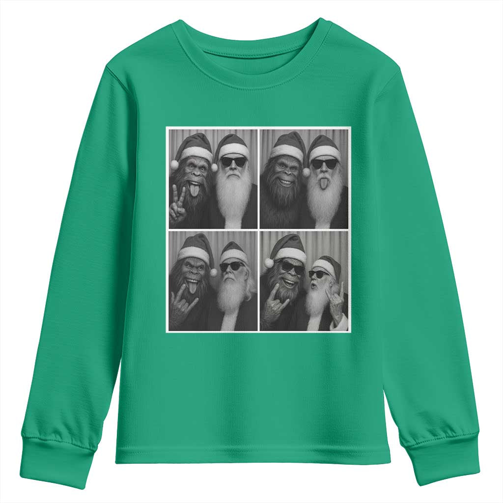 Funny Bigfoot Photobooth Christmas Youth Sweatshirt Sasquatch Santa Claus Xmas - Wonder Print Shop