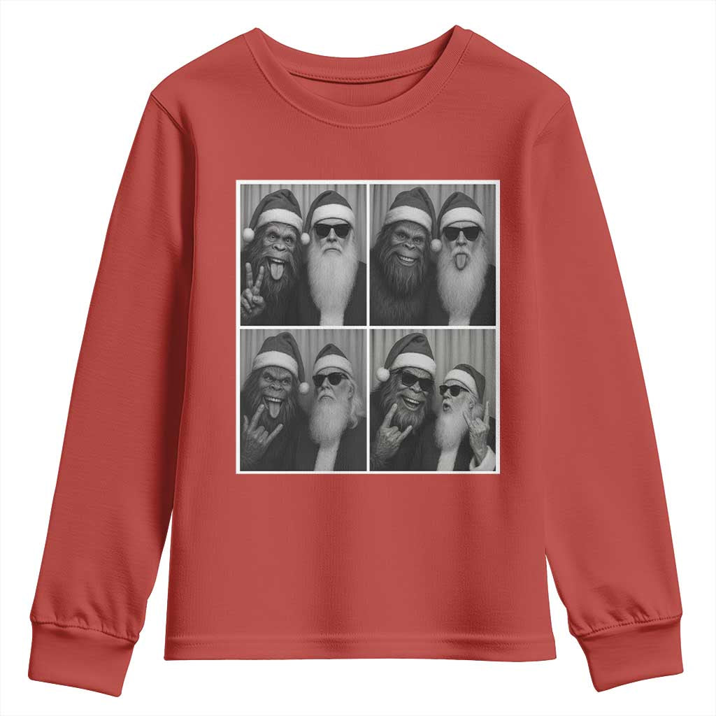 Funny Bigfoot Photobooth Christmas Youth Sweatshirt Sasquatch Santa Claus Xmas - Wonder Print Shop