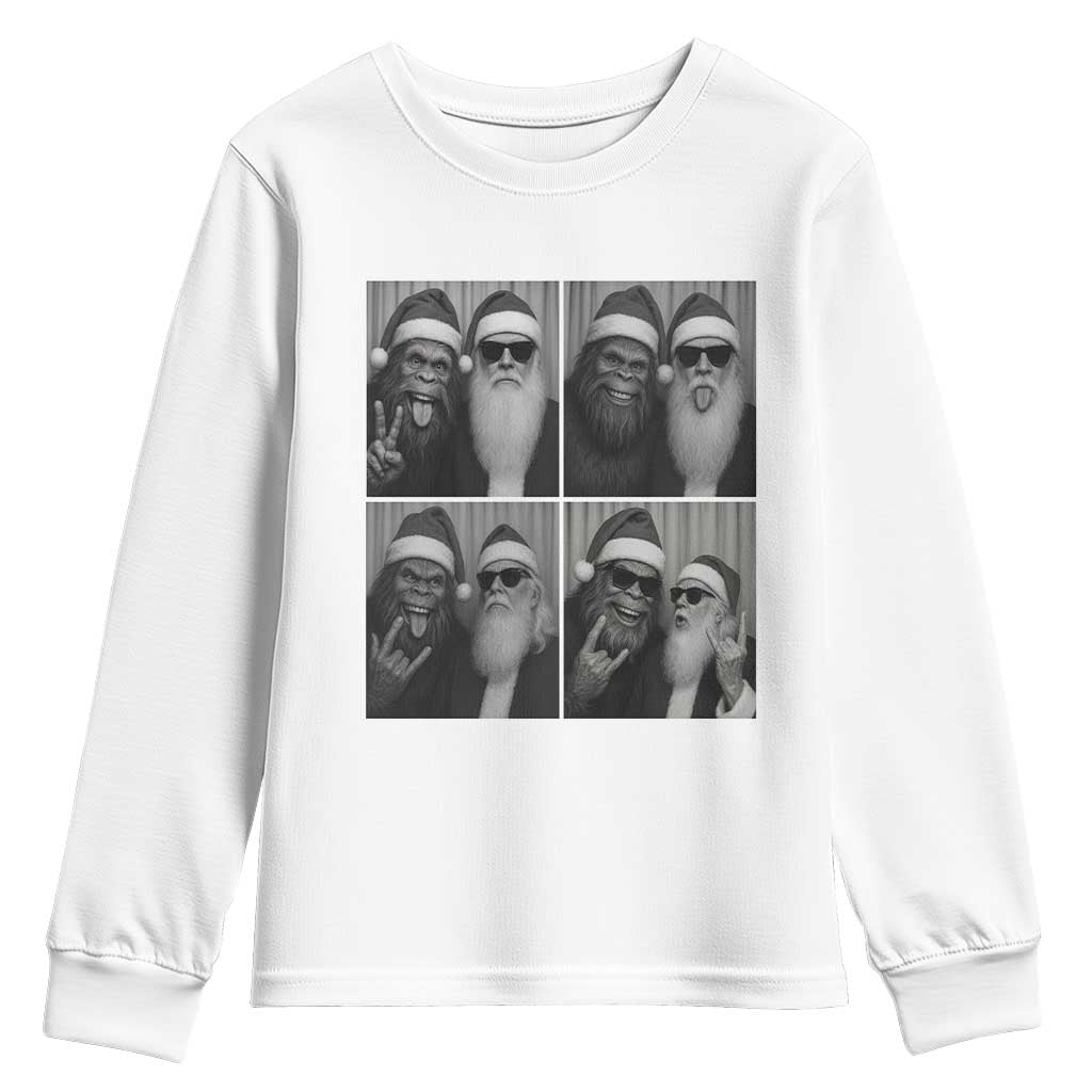 Funny Bigfoot Photobooth Christmas Youth Sweatshirt Sasquatch Santa Claus Xmas - Wonder Print Shop