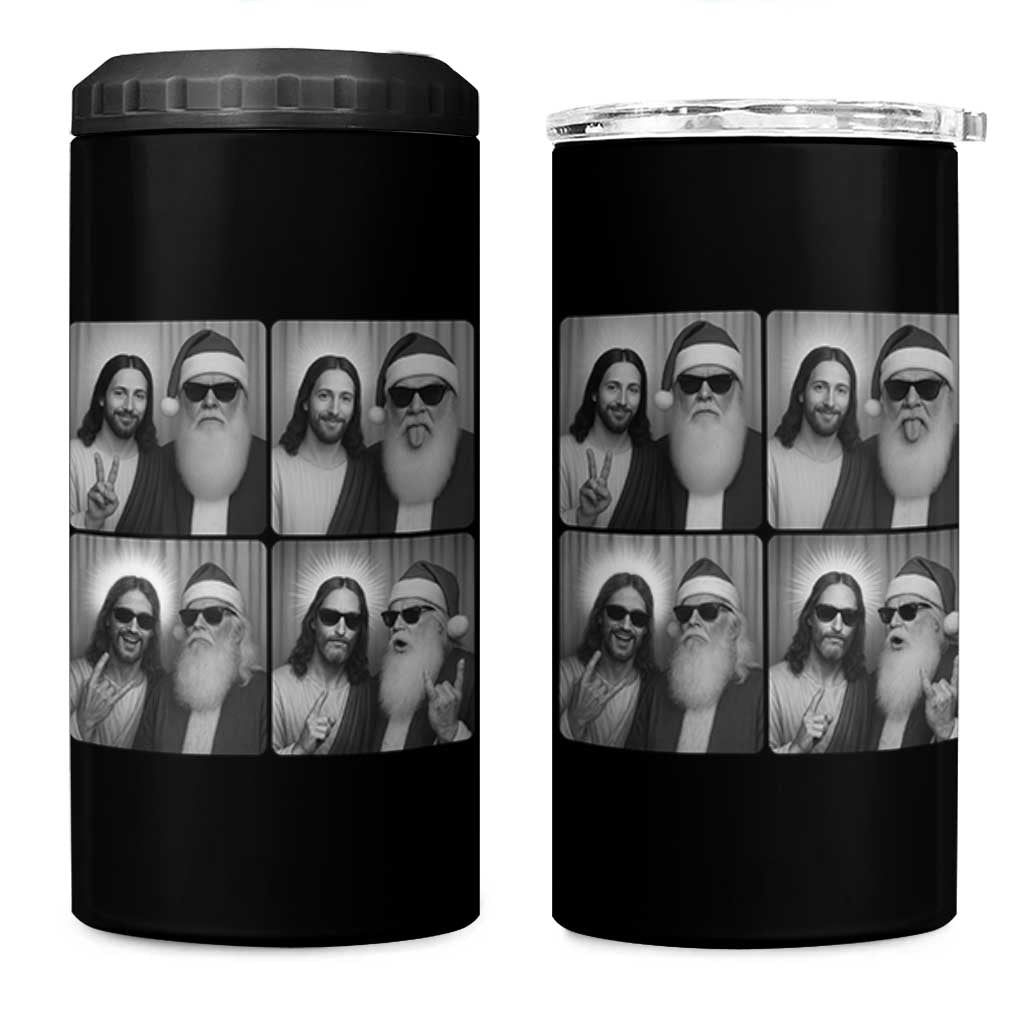 Funny Bigfoot Photobooth Christmas 4 in 1 Can Cooler Tumbler Sasquatch Jesus Christian Xmas - Wonder Print Shop