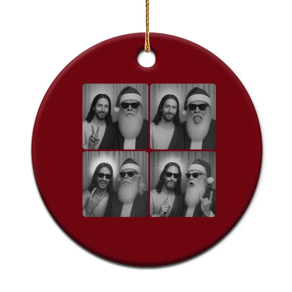 Funny Bigfoot Photobooth Xmas Ceramic Ornament Sasquatch Jesus Christian Xmas - Wonder Print Shop