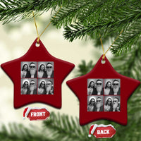Funny Bigfoot Photobooth Xmas Ceramic Ornament Sasquatch Jesus Christian Xmas - Wonder Print Shop