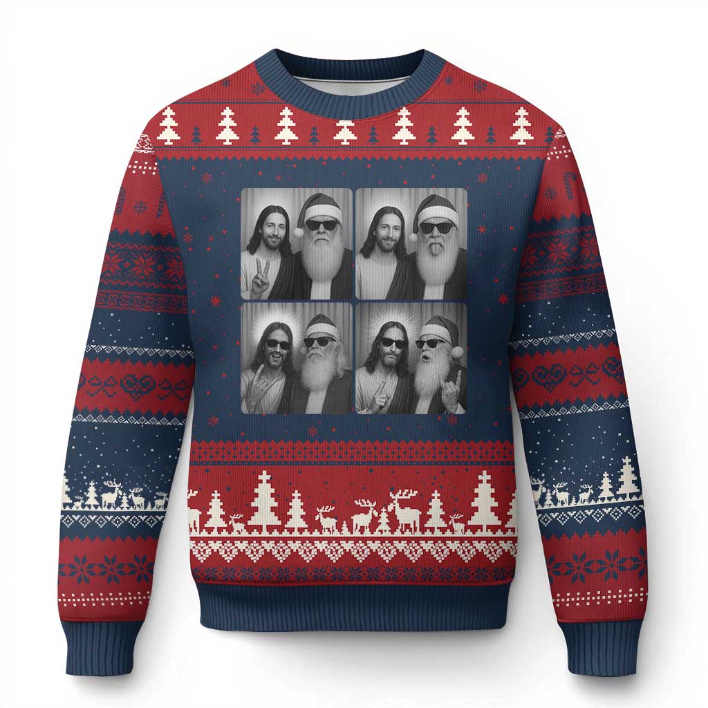 Funny Bigfoot Photobooth Xmas Ugly Christmas Sweater Sasquatch Jesus Christian Xmas - Wonder Print Shop