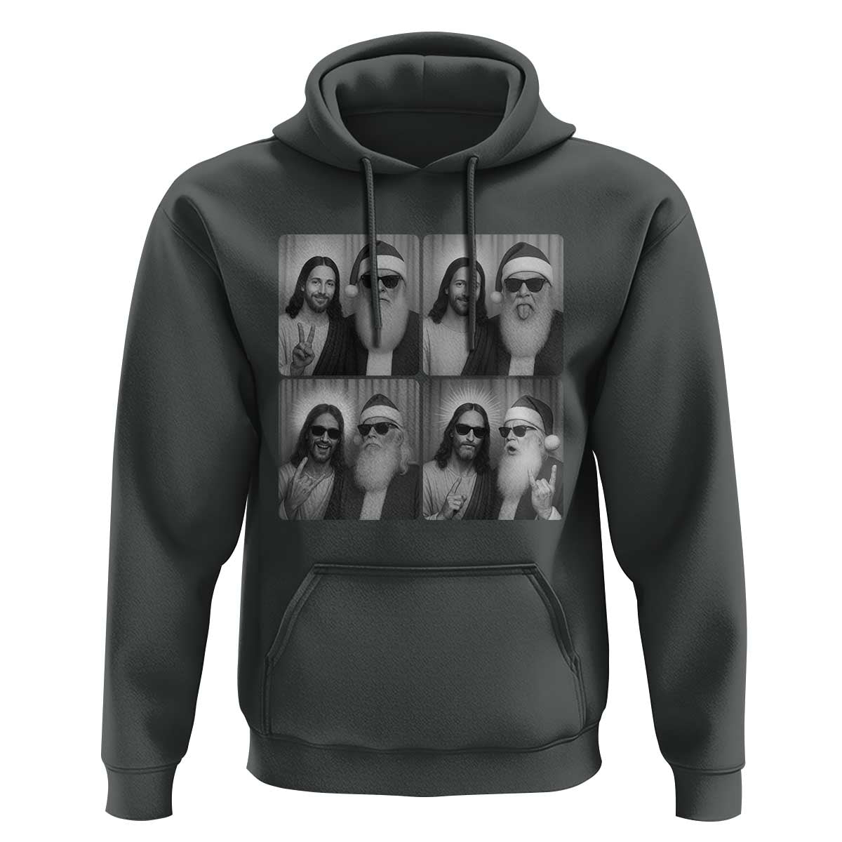 Funny Bigfoot Photobooth Christmas Hoodie Sasquatch Jesus Christian Xmas - Wonder Print Shop