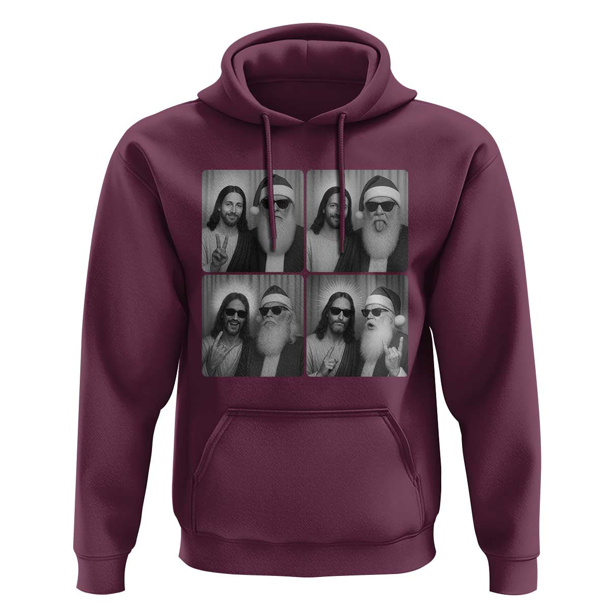 Funny Bigfoot Photobooth Christmas Hoodie Sasquatch Jesus Christian Xmas - Wonder Print Shop