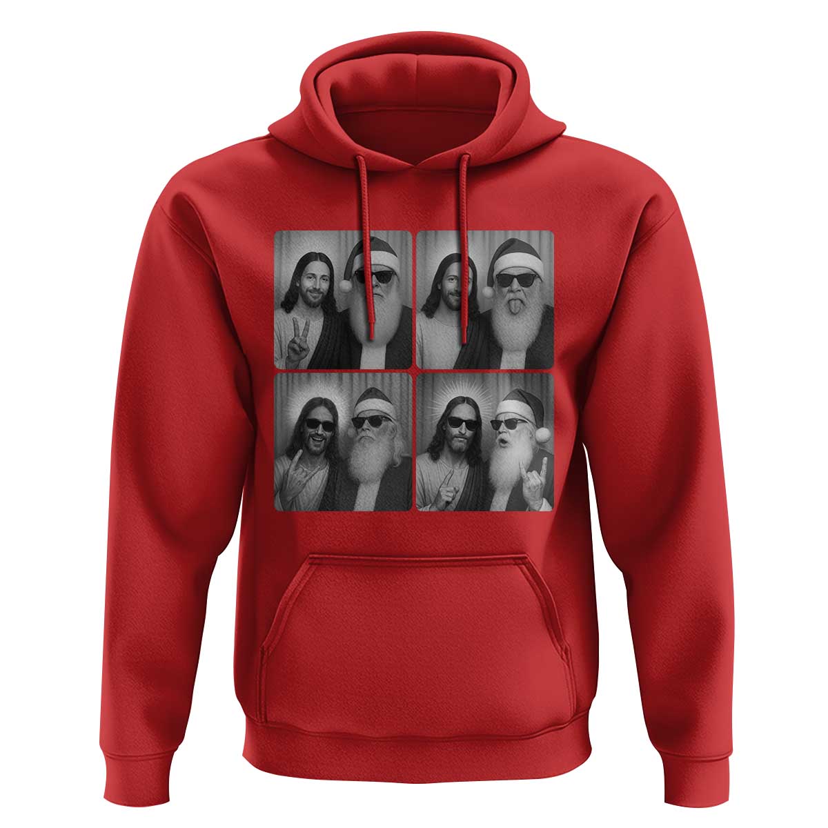 Funny Bigfoot Photobooth Christmas Hoodie Sasquatch Jesus Christian Xmas - Wonder Print Shop
