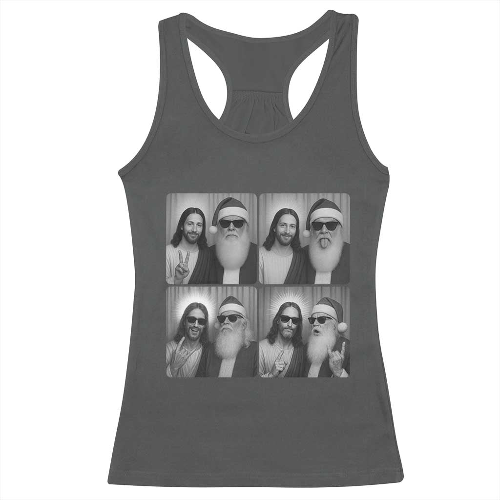 Funny Bigfoot Photobooth Christmas Racerback Tank Top Sasquatch Jesus Christian Xmas - Wonder Print Shop