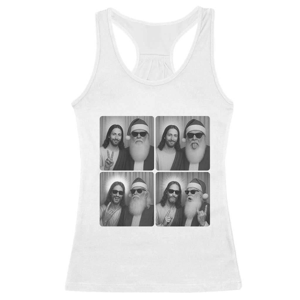 Funny Bigfoot Photobooth Christmas Racerback Tank Top Sasquatch Jesus Christian Xmas - Wonder Print Shop