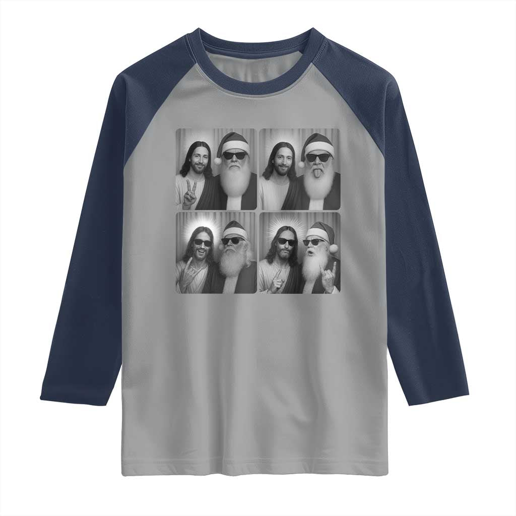 Funny Bigfoot Photobooth Christmas Raglan Shirt Sasquatch Jesus Christian Xmas - Wonder Print Shop