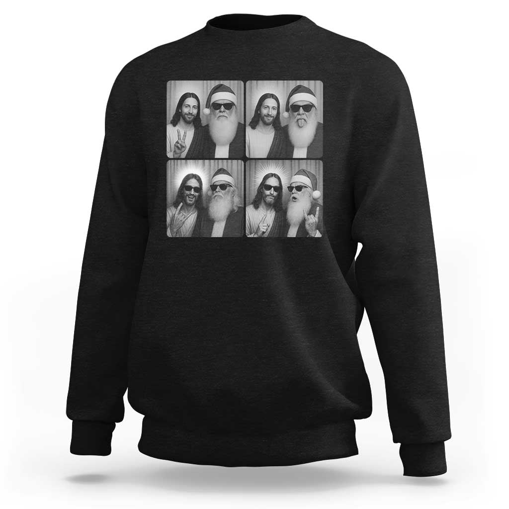 Funny Bigfoot Photobooth Christmas Sweatshirt Sasquatch Jesus Christian Xmas - Wonder Print Shop