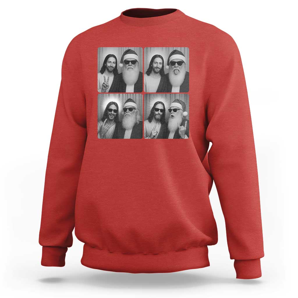 Funny Bigfoot Photobooth Christmas Sweatshirt Sasquatch Jesus Christian Xmas - Wonder Print Shop