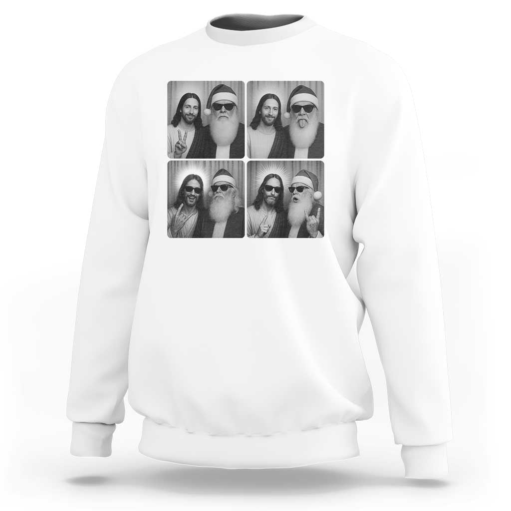 Funny Bigfoot Photobooth Christmas Sweatshirt Sasquatch Jesus Christian Xmas - Wonder Print Shop
