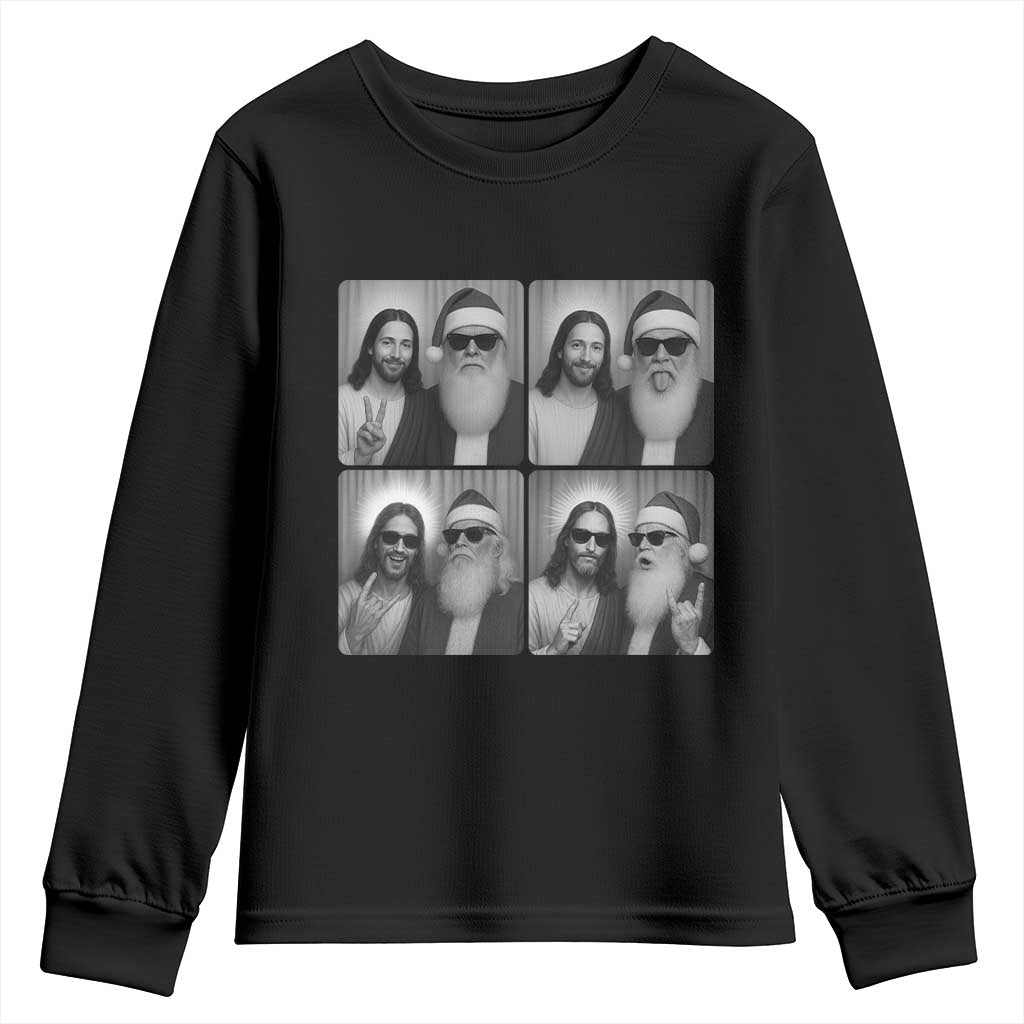 Funny Bigfoot Photobooth Christmas Youth Sweatshirt Sasquatch Jesus Christian Xmas - Wonder Print Shop