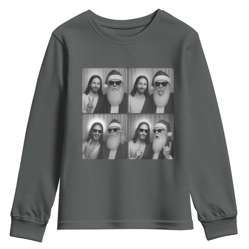 Funny Bigfoot Photobooth Christmas Youth Sweatshirt Sasquatch Jesus Christian Xmas - Wonder Print Shop